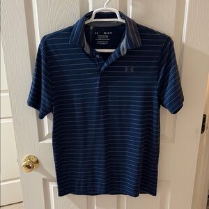 Under Armour Men's Navy Blue and Grey Striped Polo Shirt